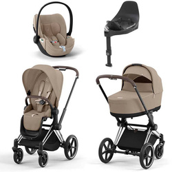 Cybex Priam 4.0 Cozy Beige zestaw 4w1 z fotelikiem Cloud T Plus i bazą T