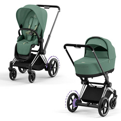 Cybex ePriam Chrome Black Green Leaf wózek 2w1 głęboko-spacerowy