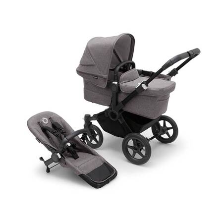 Bugaboo Donkey 5 Mono wózek 2w1 głęboko-spacerowy rama Black/Grey Melange-Grey Melange