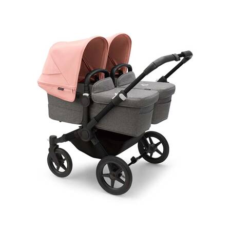 Bugaboo Donkey 5 TWIN wózek bliźniaczy rama Black/Grey Melange-Morning Pink