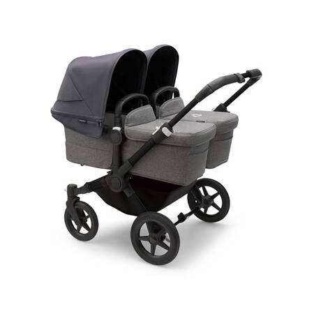 Bugaboo Donkey 5 TWIN wózek bliźniaczy rama Black/Grey Melange-Stormy Blue