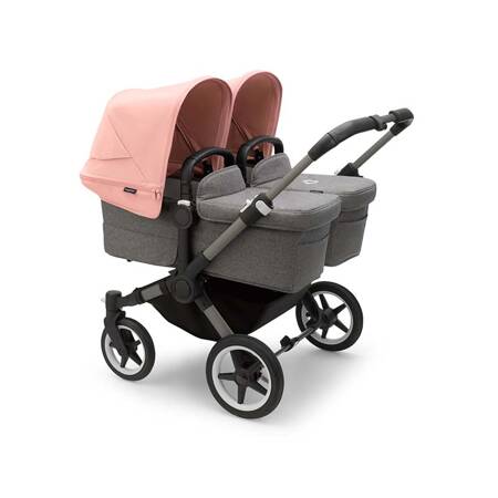 Bugaboo Donkey 5 TWIN wózek bliźniaczy rama Graphite/Grey Melange-Morning Pink