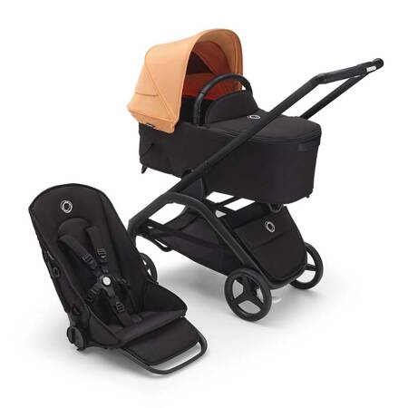 Bugaboo Dragonfly wózek 2w1 głęboko-spacerowy rama Black/Midnight Black-Island Coral