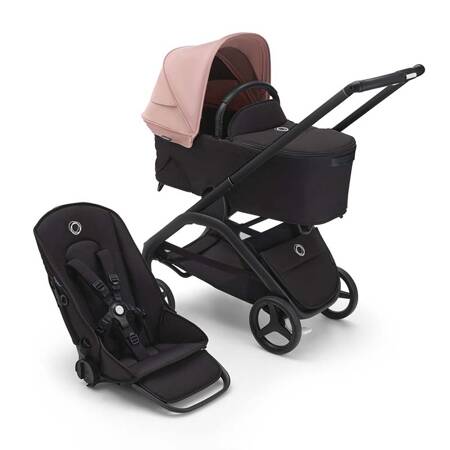 Bugaboo Dragonfly wózek 2w1 głęboko-spacerowy rama Black/Midnight Black-Morning Pink