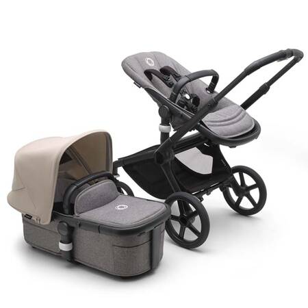 Bugaboo Fox 5 wózek 2w1 głęboko-spacerowy rama Black/Grey Melange-Desert Taupe