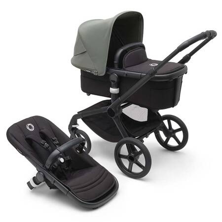 Bugaboo Fox 5 wózek 2w1 głęboko-spacerowy rama Black/Midnight Black-Forest Green