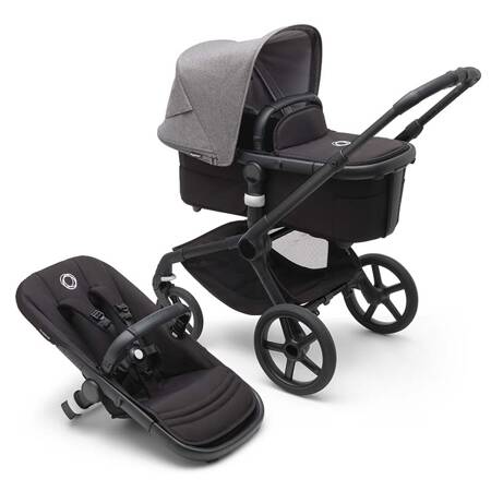 Bugaboo Fox 5 wózek 2w1 głęboko-spacerowy rama Black/Midnight Black-Grey Melange