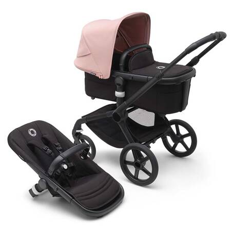 Bugaboo Fox 5 wózek 2w1 głęboko-spacerowy rama Black/Midnight Black-Morning Pink