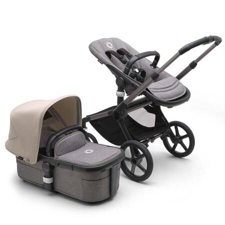 Bugaboo Fox 5 wózek 2w1 głęboko-spacerowy rama Graphite/Grey Melange-Desert Taupe