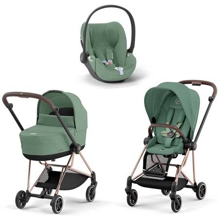 Cybex Mios Leaf Green zestaw 3w1 z fotelikiem Cloud T Plus