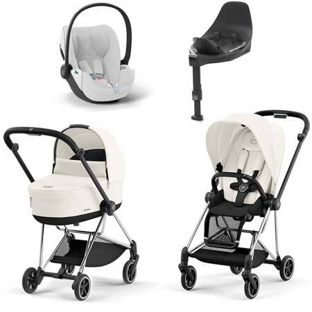 Cybex Mios OFF WHITE zestaw 4w1 z fotelikiem Cloud T Plus i bazą T