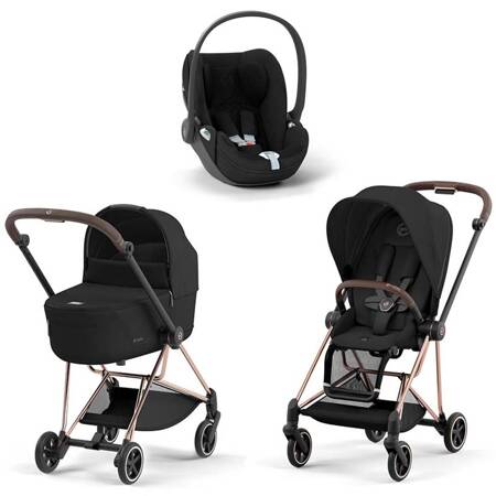 Cybex Mios Sepia Black zestaw 3w1 z fotelikiem Cloud T Plus