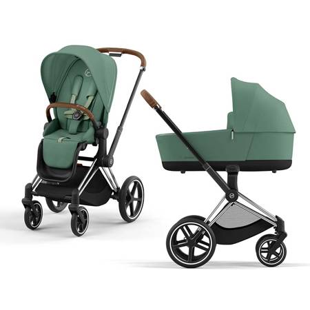 Cybex Priam 4.0 Chrome Brown Leaf Green wózek 2w1 głęboko-spacerowy