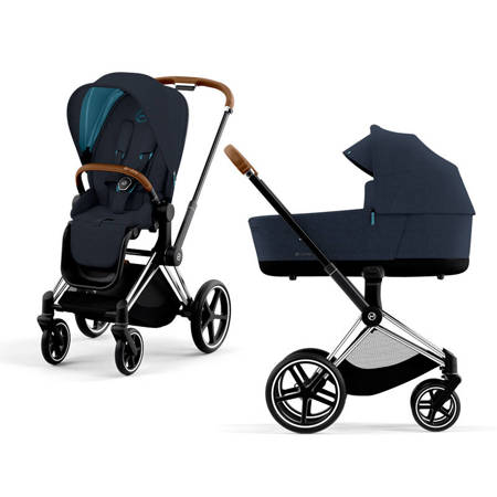 Cybex Priam 4.0 Chrome Brown Midnight Blue Plus wózek 2w1 głęboko-spacerowy