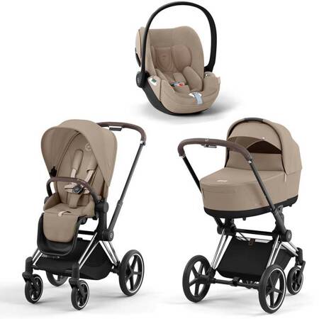 Cybex Priam 4.0 Cozy Beige zestaw 3w1 z fotelikiem Cloud T Plus