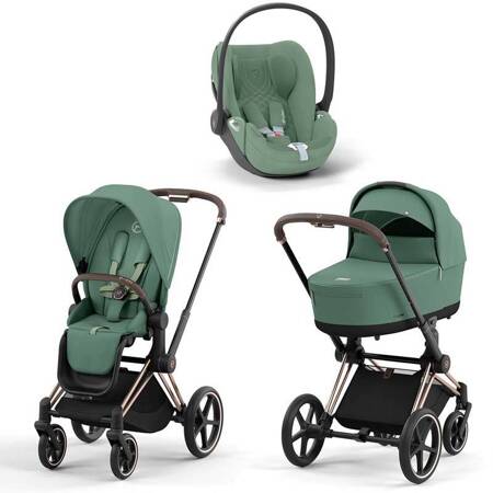 Cybex Priam 4.0 Leaf Green zestaw 3w1 z fotelikiem Cloud T Plus