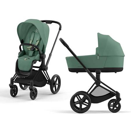 Cybex Priam 4.0 Matt Black Leaf Green wózek 2w1 głęboko-spacerowy