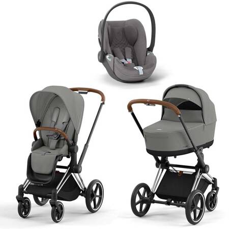 Cybex Priam 4.0 Mirage Grey zestaw 3w1 z fotelikiem Cloud T Plus