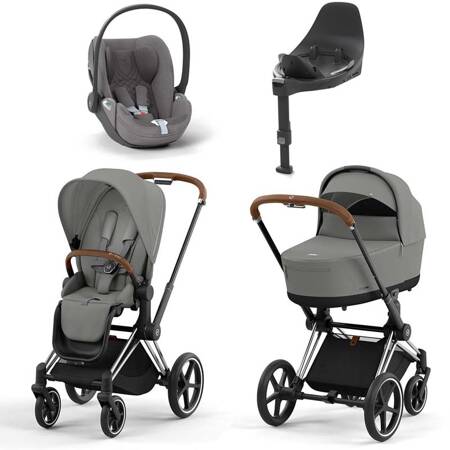 Cybex Priam 4.0 Mirage Grey zestaw 4w1 z fotelikiem Cloud T Plus i bazą T