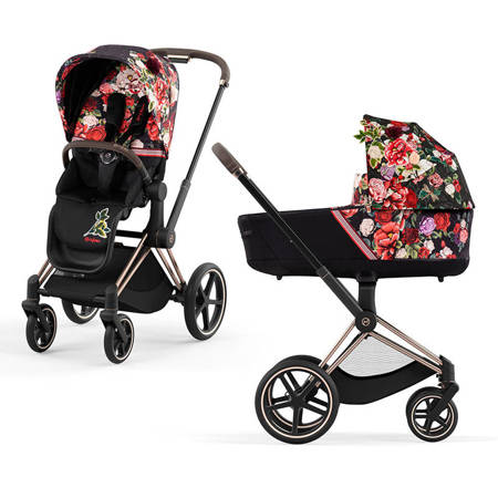 Cybex Priam 4.0 Spring Blossom Dark wózek głęboko-spacerowy 2w1 