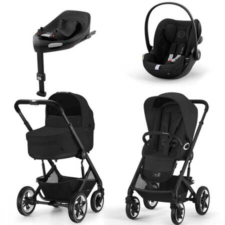 Cybex Talos S Lux Moon Black zestaw 4w1 z fotelikiem Cybex Cloud G i-Size i bazą Base G