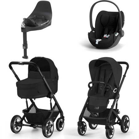 Cybex Talos S Lux Moon Black zestaw 4w1 z fotelikiem Cybex Cloud T i-Size i bazą Base T