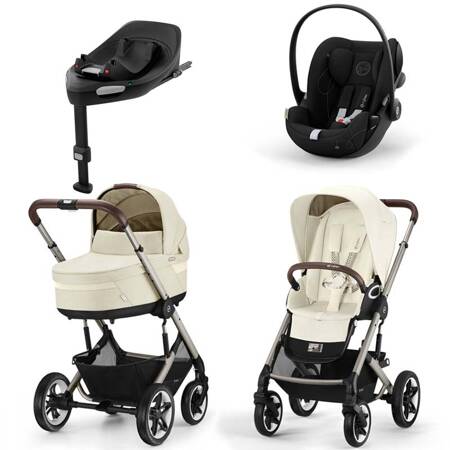 Cybex Talos S Lux Seashell Beige zestaw 4w1 z fotelikiem Cybex Cloud G i-Size i bazą Base G