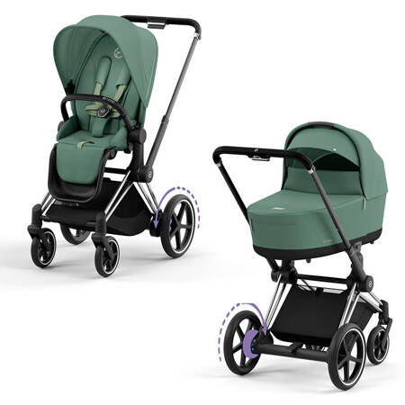 Cybex ePriam Chrome Black Green Leaf wózek 2w1 głęboko-spacerowy