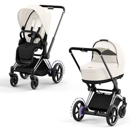 Cybex ePriam Chrome Black OFF WHITE wózek 2w1 głęboko-spacerowy