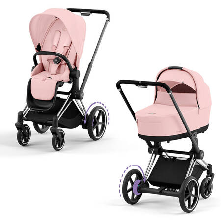 Cybex ePriam Chrome Black Peach Pink wózek 2w1 głęboko-spacerowy