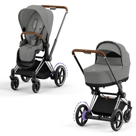 Cybex ePriam Chrome Brown Mirage Grey wózek 2w1 głęboko-spacerowy