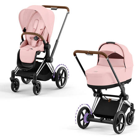 Cybex ePriam Chrome Brown Peach Pink wózek 2w1 głęboko-spacerowy