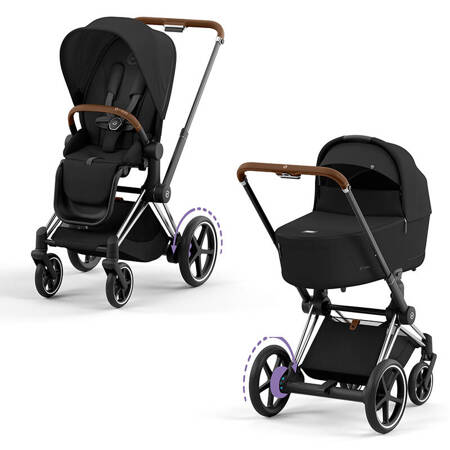 Cybex ePriam Chrome Brown Sepia Black wózek 2w1 głęboko-spacerowy