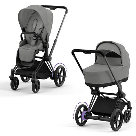 Cybex ePriam Matt Black Mirage Grey wózek 2w1 głęboko-spacerowy