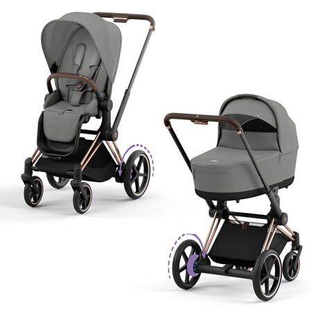 Cybex ePriam Rosegold Mirage Grey wózek 2w1 głęboko-spacerowy