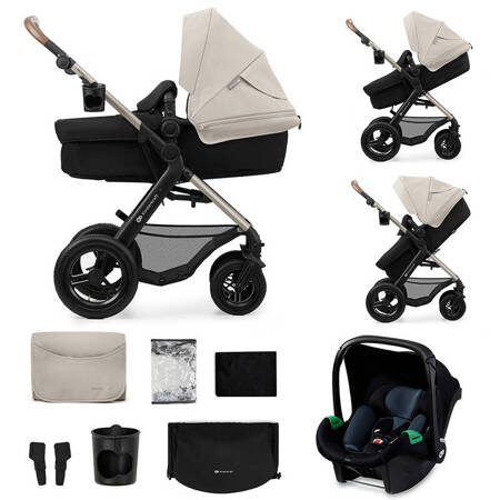 Kinderkraft Moov 2 Air Moonlight Grey wózek 3w1 głęboko-spacerowy z fotelikiem Mink