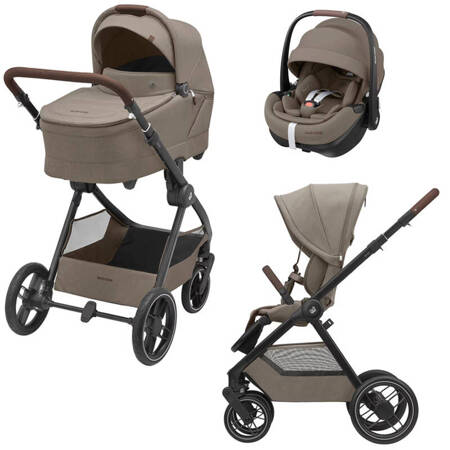 Maxi Cosi Oxford+ Twillic Truffle zestaw 3w1 z fotelikiem Pebble 360 Pro2