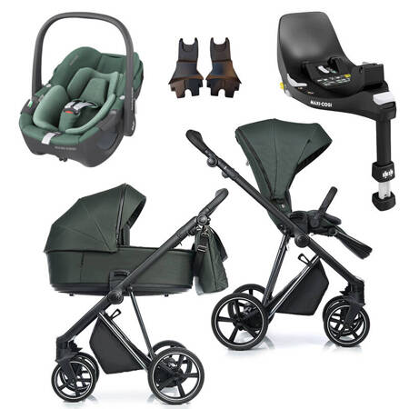 Roan IVI 2.0 Black Forest zestaw 4 w 1 z fotelikiem Maxi Cosi Pebble 360 i bazą isofix