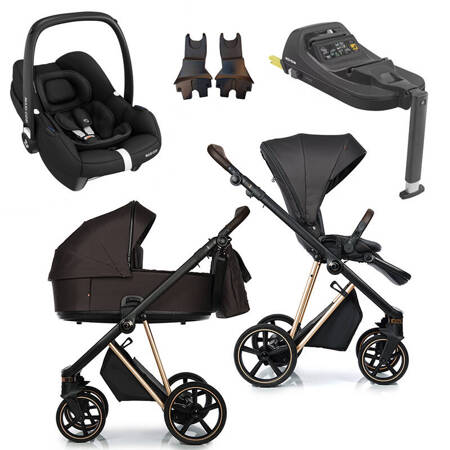 Roan IVI 2.0 Choco zestaw 4 w 1 z fotelikiem Maxi Cosi Cabriofix i bazą isofix