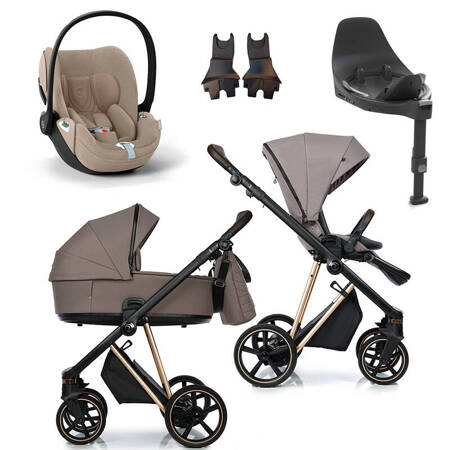 Roan IVI 2.0 Cocoa Rosegold zestaw 4 w 1 z fotelikiem Cybex Cloud T i-Size Plus i bazą isofix