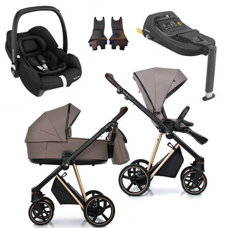 Roan IVI 2.0 Cocoa Rosegold zestaw 4 w 1 z fotelikiem Maxi Cosi Cabriofix i bazą isofix