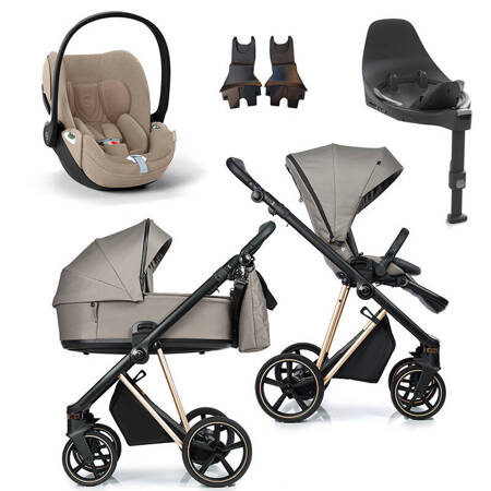 Roan IVI 2.0 Mocca zestaw 4 w 1 z fotelikiem Cybex Cloud T i-Size Plus i bazą isofix