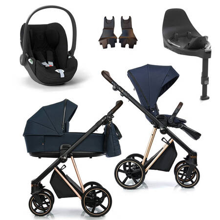 Roan IVI 2.0 Mystic Blue Rosegold zestaw 4 w 1 z fotelikiem Cybex Cloud T i-Size Plus i bazą isofix