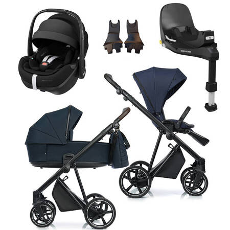 Roan IVI 2.0 Mystic Blue zestaw 4 w 1 z fotelikiem Maxi Cosi Pebble 360 Pro2 i bazą isofix