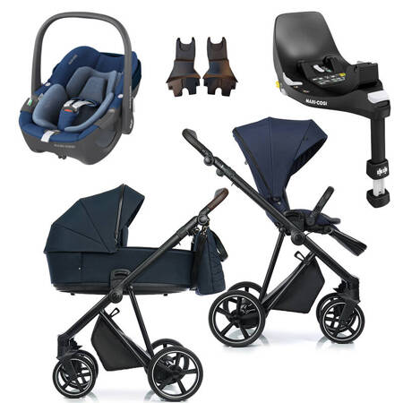 Roan IVI 2.0 Mystic Blue zestaw 4 w 1 z fotelikiem Maxi Cosi Pebble 360 i bazą isofix