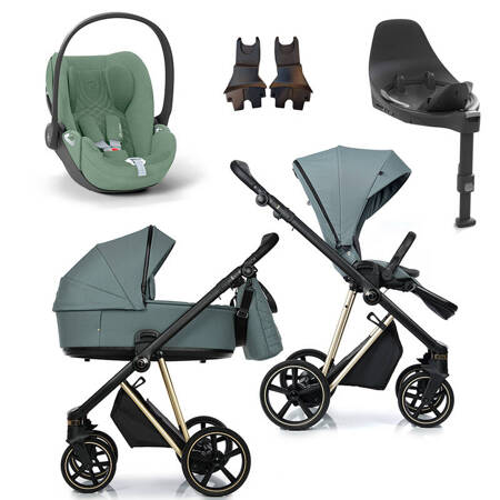 Roan IVI 2.0 Pine Green zestaw 4 w 1 z fotelikiem Cybex Cloud T i-Size Plus i bazą isofix