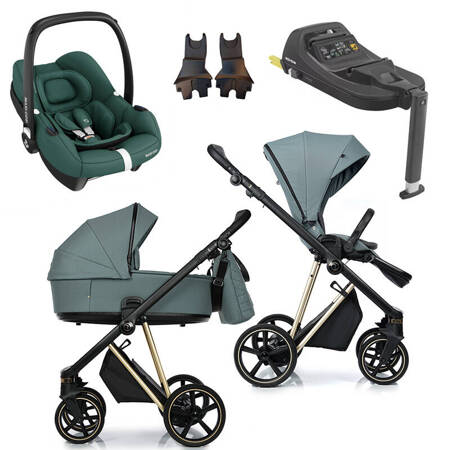 Roan IVI 2.0 Pine Green zestaw 4 w 1 z fotelikiem Maxi Cosi Cabriofix i bazą isofix