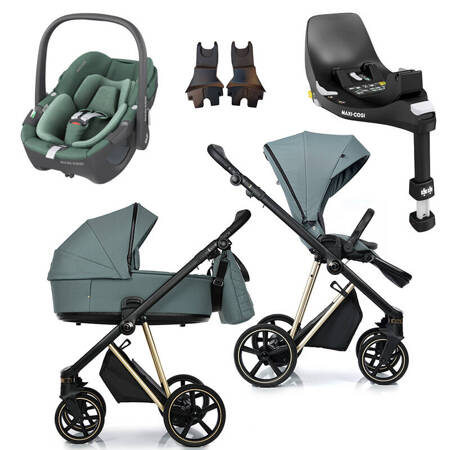 Roan IVI 2.0 Pine Green zestaw 4 w 1 z fotelikiem Maxi Cosi Pebble 360 i bazą isofix