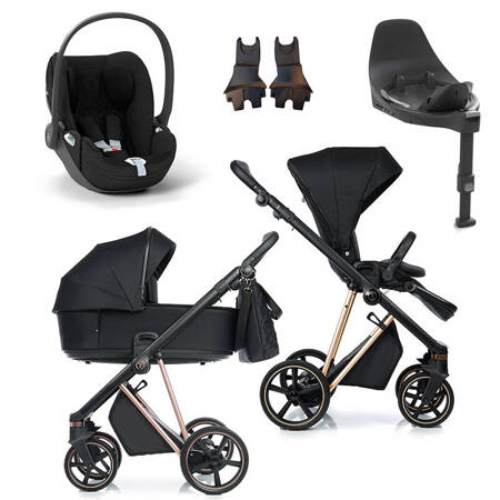 Roan IVI 2.0 Raven zestaw 4 w 1 z fotelikiem Cybex Cloud T i-Size Plus i bazą isofix